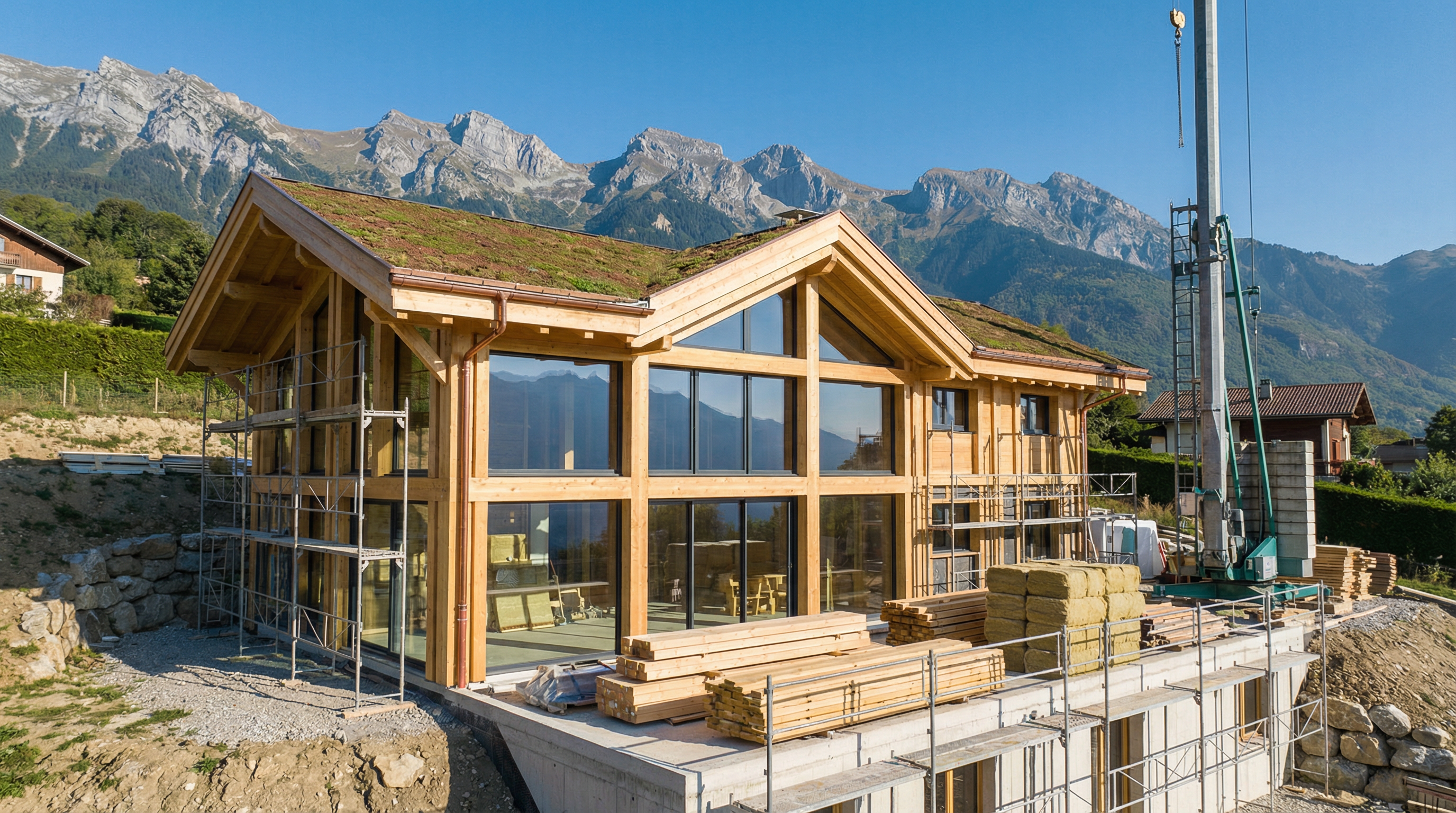 Construction maison ossature bois moderne montagnes Grenoble